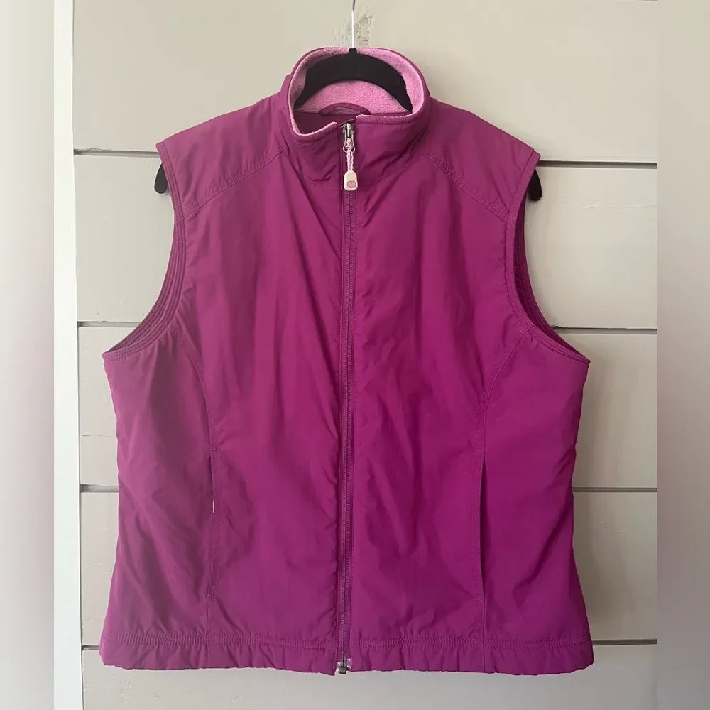 L.L. Bean | Women's Full Zip Purple Vest Pink Fleece Lined‎ Zip Pockets Medium